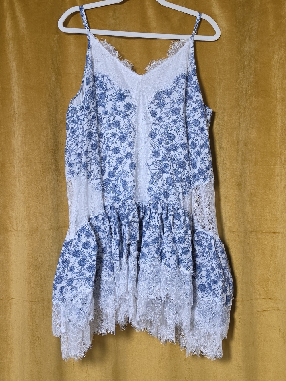 Maeve White and Blue Lace Mini Dress